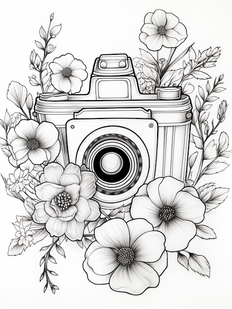 a coloring book page with intricate details