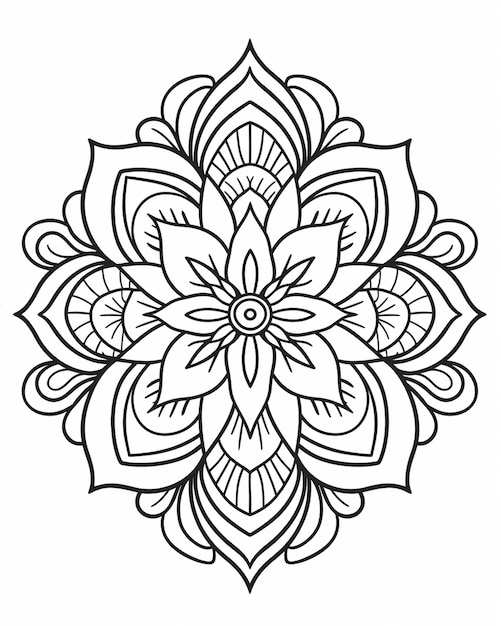 Photo coloring book of round mandala with ornaments