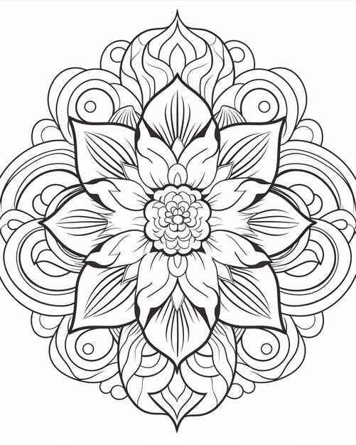 Photo coloring mandala with floral design