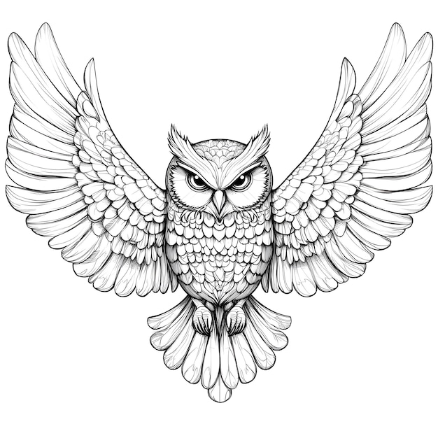 Photo coloring page for adult owl animal mandala design