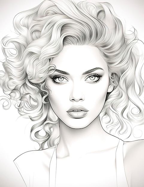 Coloring page for adults attractive woman face