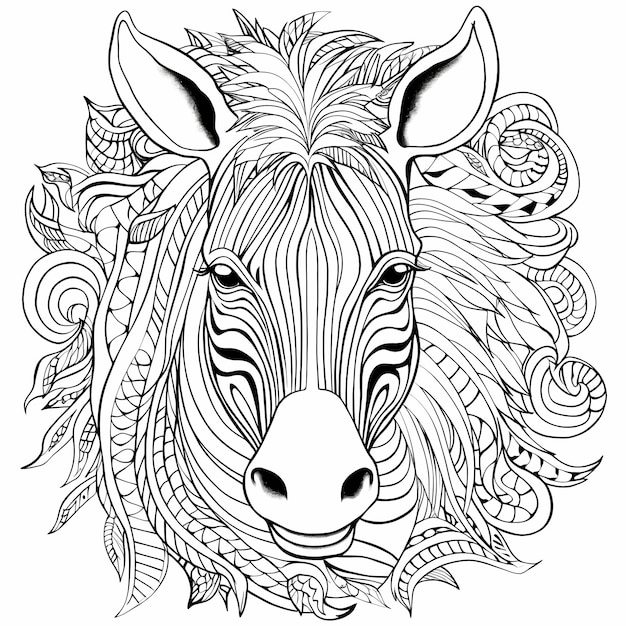 coloring page for adults mandala zebra image zebra white background