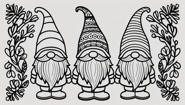 Coloring page cute gnome