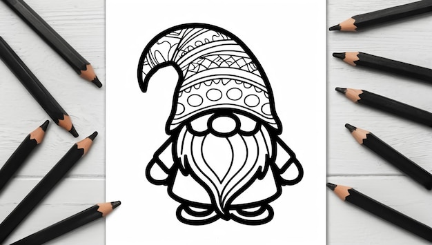 Photo coloring page cute gnome