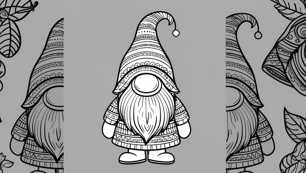 Photo coloring page cute gnome