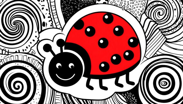 Photo coloring page cute ladybug