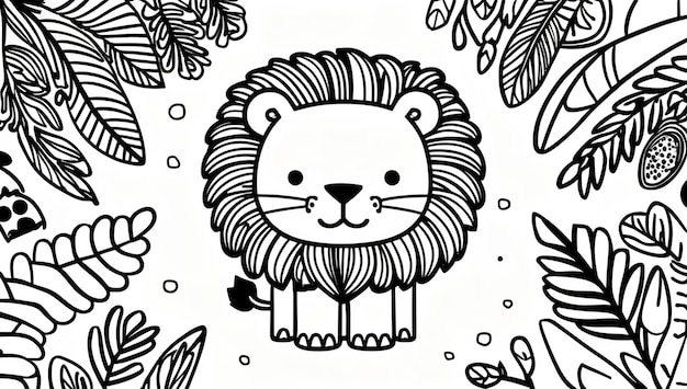 Photo coloring page cute lion