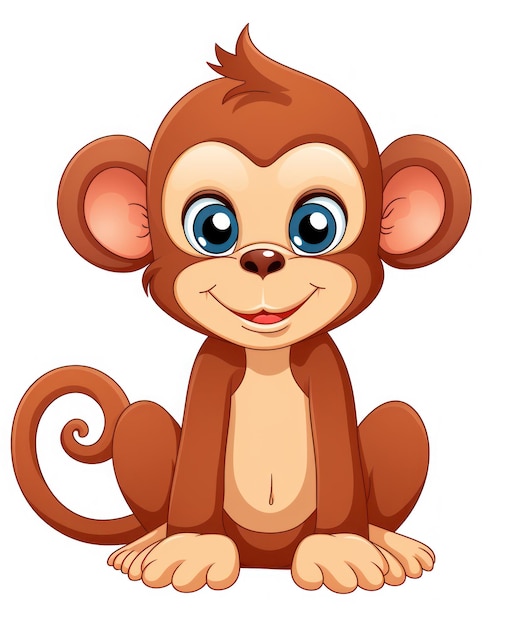 Coloring Page of a Cute Monkey with Clean Lines AI Generated