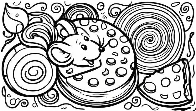 Photo coloring page cute mouse