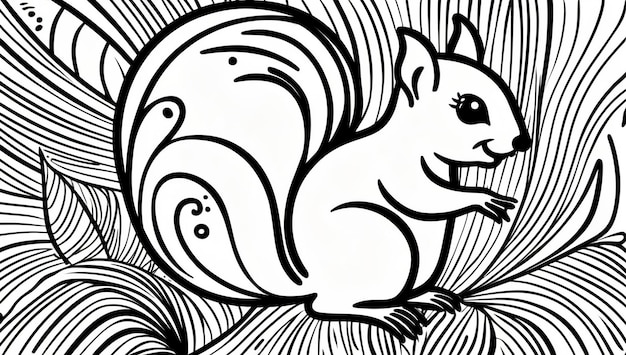 Photo coloring page cute squirrel