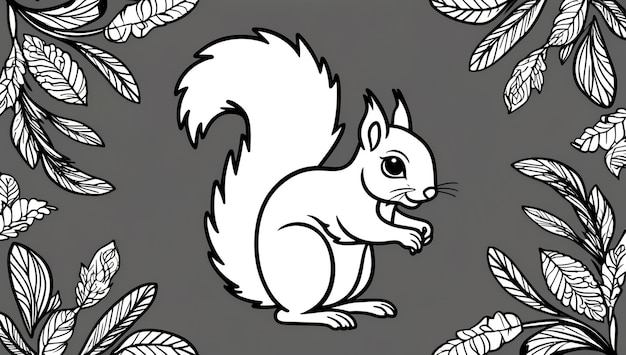 Photo coloring page cute squirrel