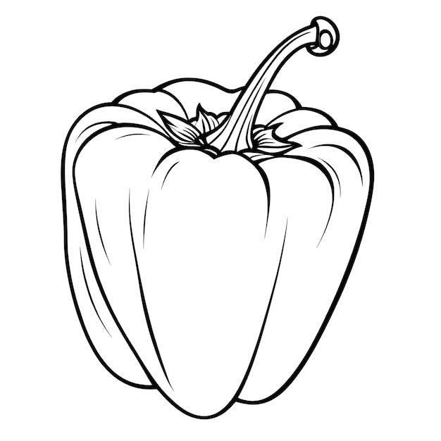 a coloring page featuring a colorful bell pepper with its glossy skin and vibrant shades