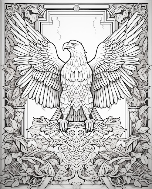 Photo coloring page featuring an eagle