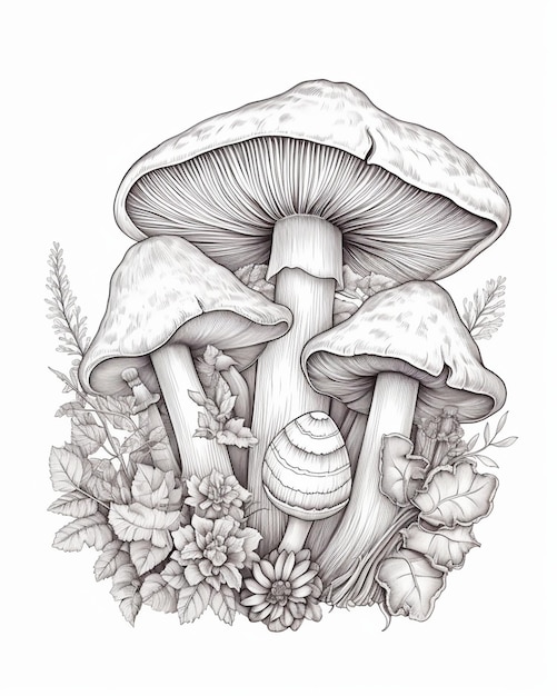 Photo coloring page featuring the mushroom