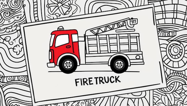 Photo coloring page fire truck design