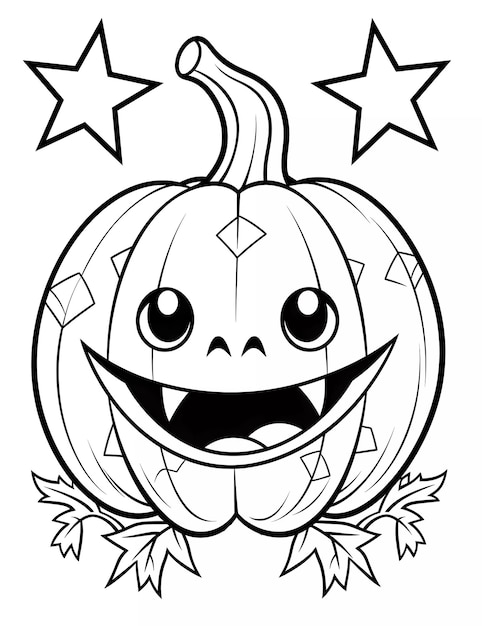 Coloring page Halloween pumpkin Coloring activity for kids Black and white outline