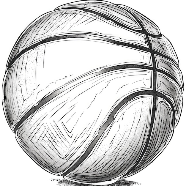 Photo coloring page hand drawn illustration of a basketball with detailed texture