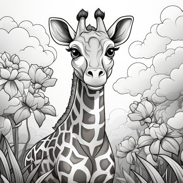 Coloring page Illustration of giraffe in Africa