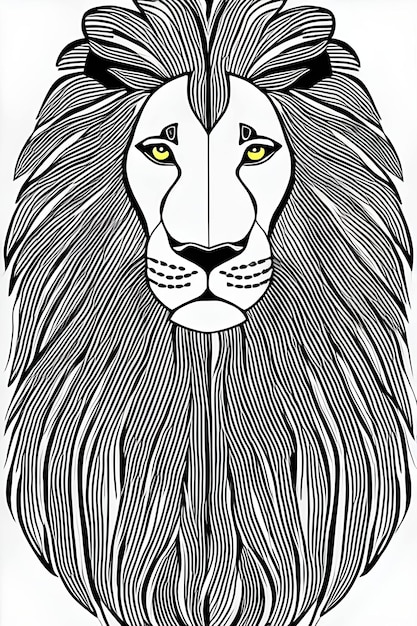 Coloring page illustration of a lion head for KDP coloring books for adults