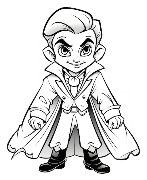 Coloring page for kids cute little dracula