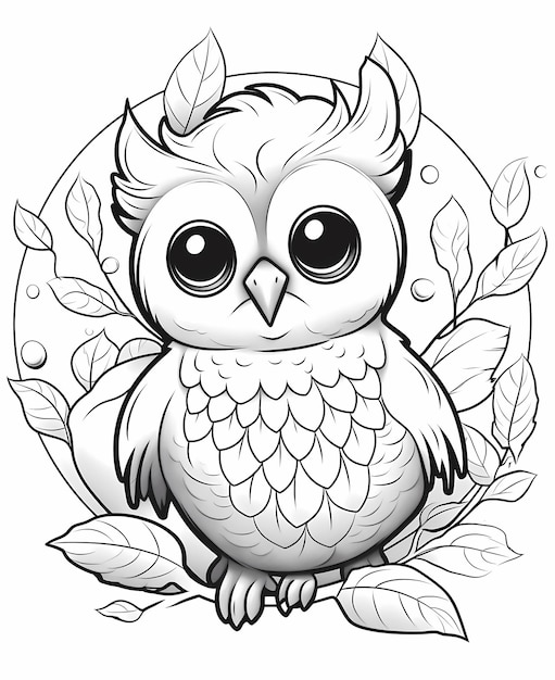 Coloring page for kids a cute owl