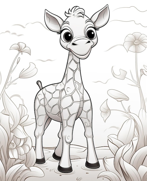 coloring page for kids' giraffe cartoon