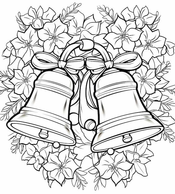 Coloring page for kids of Jingle Bells filled with Christmas bells