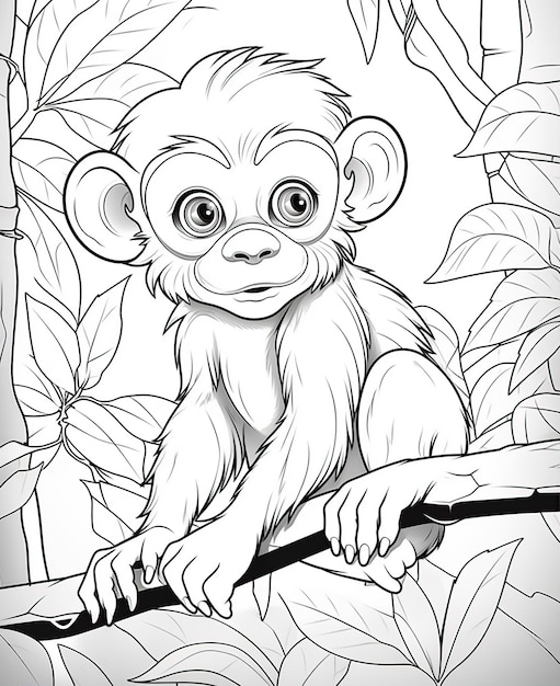 coloring page for kids' monkey cartoons