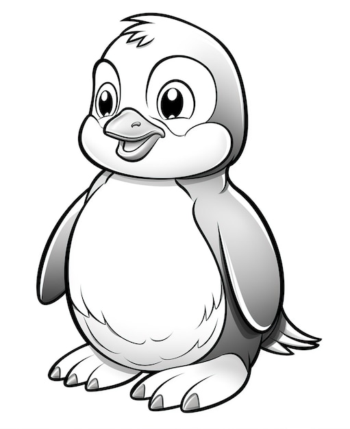 coloring page for kids' penguin cartoons