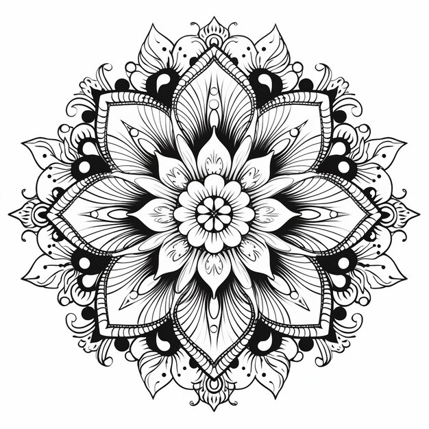 Coloring Page Mandala Black and White