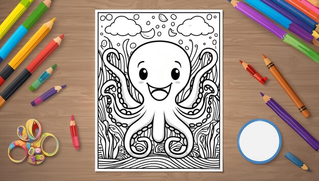 Coloring page octopus designColoring page octopus design