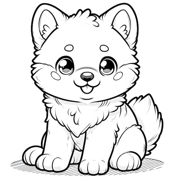 Coloring Page Outline Of cartoon fluffy cat Coloring book for kids