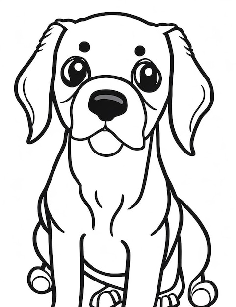 Coloring page outline of Kids Coloring Page Cute Dog Illustration