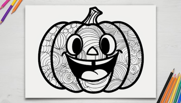 Photo coloring page pumpkin happy design