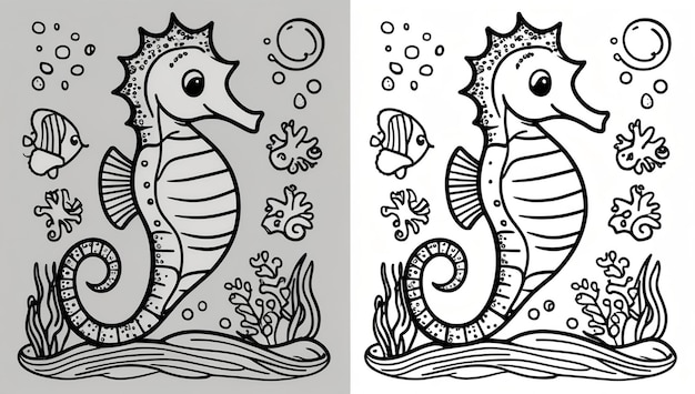 Coloring page seahorse design