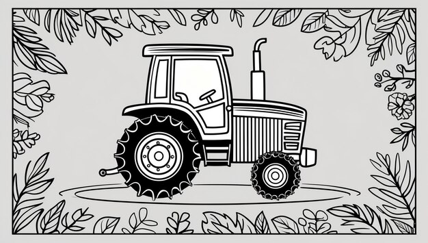 Photo coloring page tractor design