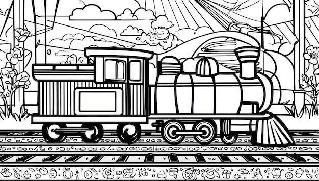 Photo coloring page train design