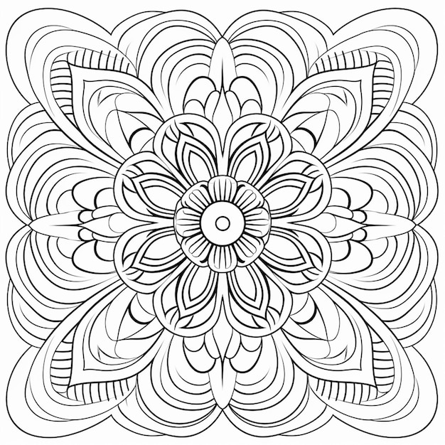 a coloring page with a flower design on it generative ai