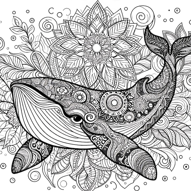 Photo a coloring page of with mandala patterns