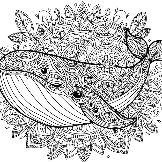 Photo a coloring page of with mandala patterns