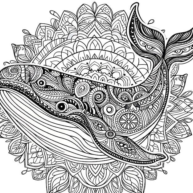 Photo a coloring page of with mandala patterns