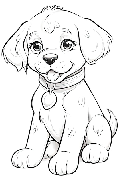 Coloring page with puppy Illustration AI GenerativexA