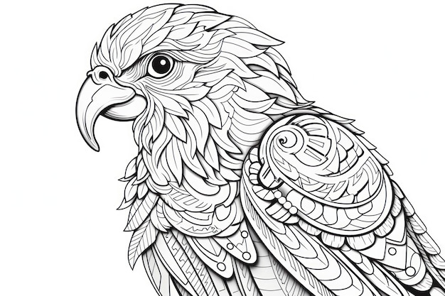 Coloring pages for adults bird mandala style geometric thin lines