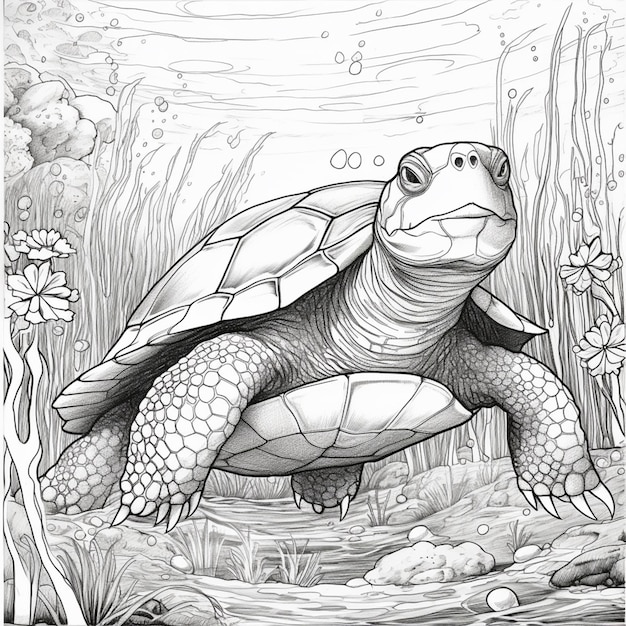 coloring pages for adults turtle turtle coloring pages for adults generative ai