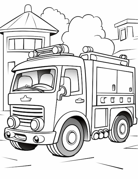 Photo coloring pages fire truck coloring pages fire truck coloring pages generative ai