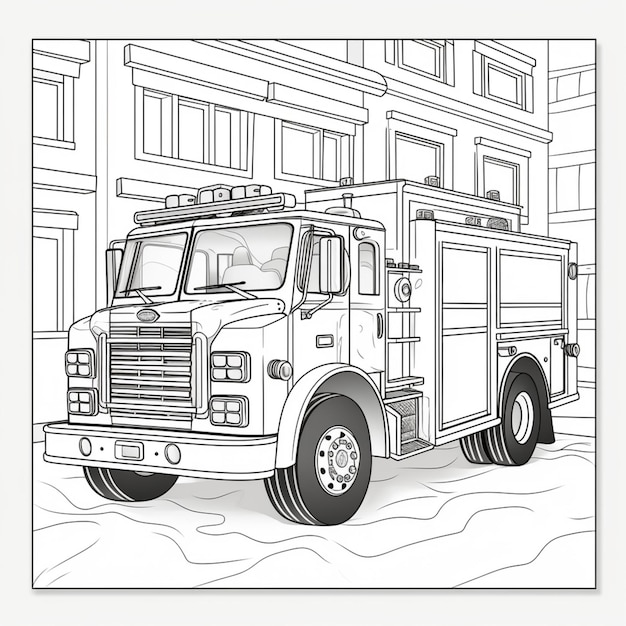 Photo coloring pages of fire trucks coloring pages fire truck coloring pages generative ai