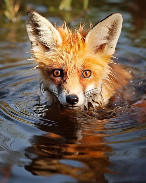 Photo coloring pages of fox in water