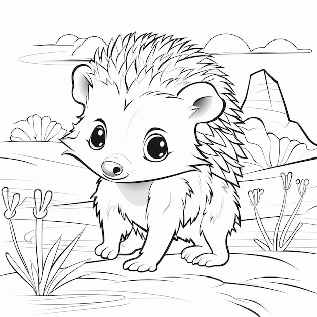 Coloring pages of a hedgehog in the wild generative ai