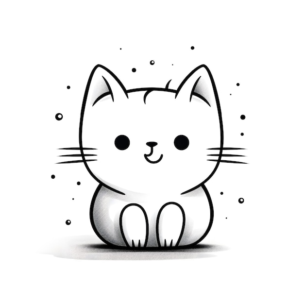 colorless drawn illustration cute doodle animal