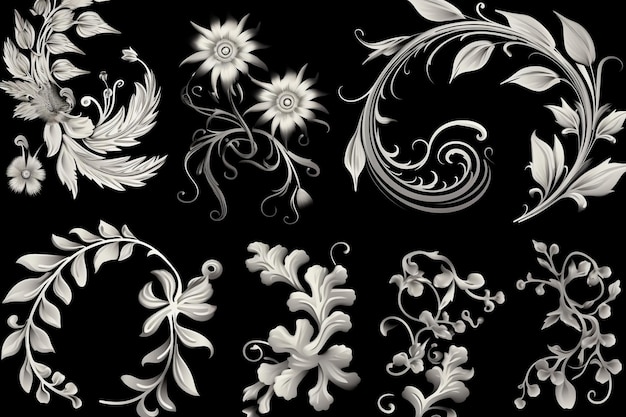 Colorless floral decorative element pack